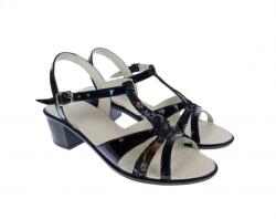 MV Ciucaleti Sandale dama de vara cu toc de 5 cm, din piele naturala lacuita, neagra, S21LACNEGRU, marimea 39