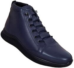 SCV Ghete barbati din piele naturala cu fermoar, bleumarin model imblanit casual sport, marimea 42