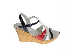 Ciucaleti LUX Sandale dama, din piele naturala, Platforme 7cm, Rosu, Alb, Negru, LAC, S47RAN1, marimea 35