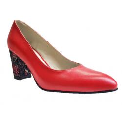 Ninna Art Shoes Pantofi eleganti dama, rosii, din piele naturala box, toc 6 cm - NA87ROSU, marimea 38