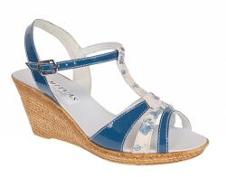 Ciucaleti LUX Sandale dama, din piele naturala cu platforme de 7.5cm, Albastru Indigo, S47LBL, marimea 40