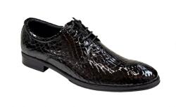 Ciucaleti Pantofi barbati office, eleganti din piele naturala, Croco, Negru, LAC, TEST61NC, marimea 42