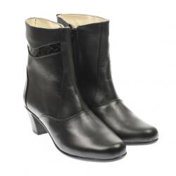 MV Ciucaleti Ghete dama din piele naturala, cu fermoar, negre, IMBLANITE - 41N, marimea 37