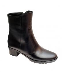NIC-MAR Ghete dama, din piele naturala, cu fermoar, negre, imblanite - GD964N2, marimea 36