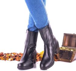 Ciucaleti LUX Ghete dama negre din piele naturala cu elastic - NA283, marimea 37
