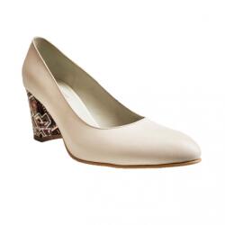 Ninna Art Shoes Pantofi eleganti dama, bej, mozaic, din piele naturala box, toc 6 cm - NA87BEJ2, marimea 35
