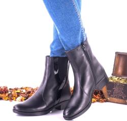 Ciucaleti LUX Ghete dama casual din piele naturala cu suvite lac, Negru, NA011, marimea 40