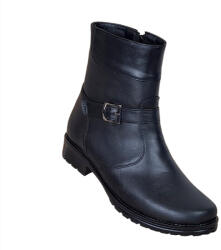 NIC-MAR Ghete dama, din piele naturala, cu fermoar, negru, imblanite - GCATN, marimea 37