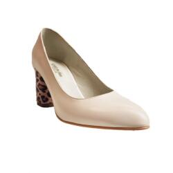 Ninna Art Shoes Pantofi eleganti dama, bej, imprimeu sarpe, din piele naturala box, toc 6 cm - NA87BEJS2, marimea 38