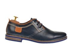 Lucianis Style Pantofi barbati casual din piele naturala bleumarin si maro - 501MBLM, marimea 44
