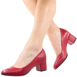 Ninna Art Shoes Pantofi eleganti dama, rosii de lux din piele naturala premium cu toc 5 cm - NA73ROSU, marimea 34