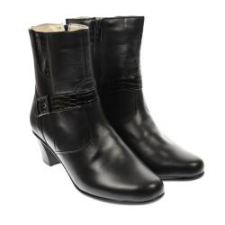 RUSAY Ghete dama din piele naturala, cu fermoar, negre, IMBLANITE - 35CT, marimea 36