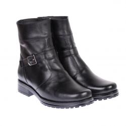 NIC-MAR Ghete dama, casual, din piele naturala, cu fermoar, negre, imblanite - 9CATN, marimea 35