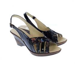 MV Ciucaleti Sandale dama de vara cu platforme de 7 cm, din piele naturala lacuita, neagra, S50LACNEGRU, marimea 35