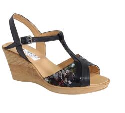 MV Ciucaleti Sandale dama din piele naturala, cu platforme de 7 cm, negru, MVS71NLCOL, marimea 41