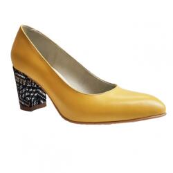 Ninna Art Shoes Pantofi eleganti dama, galbeni, din piele naturala box, toc 6 cm - NA87GALBEN, marimea 37