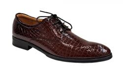 Ciucaleti Pantofi barbati eleganti din piele naturala Croco Maro LAC, marimea 43