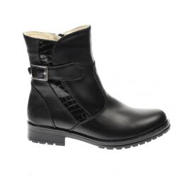 MV Ciucaleti Ghete dama clasice din piele naturala, cu fermoar, negre, IMBLANITE - 51CR, marimea 38