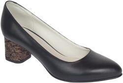 Ninna Art Shoes Pantofi dama eleganti din piele naturala box cu toc de 5 cm, Negru NA100ARMNP, marimea 39