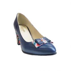 Ninna Art Shoes Pantofi eleganti dama, albastri, din piele naturala box, toc 6 cm - NA41A2, marimea 40