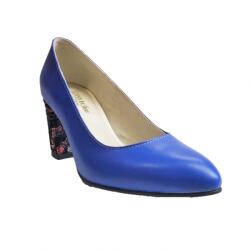 Ninna Art Shoes Pantofi eleganti dama, albastri, din piele naturala box, toc 6 cm - NA87A2, marimea 34