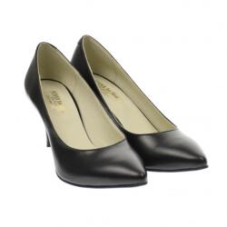 Ninna Art Shoes Pantofi stiletto dama, negri, din piele naturala box , toc 8 cm - NA63N, marimea 37