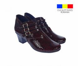 MV Ciucaleti Botine dama din piele naturala Croco, Barete, Catarame argintii, Toc de 5 cm, GRENA - MVS63CTCRGR, marimea 41