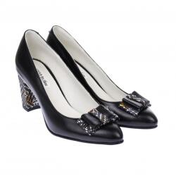 Ninna Art Shoes Pantofi eleganti dama, negri, din piele naturala box, toc 6 cm - NA41NEGRU, marimea 41