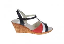 Ciucaleti LUX Sandale dama din piele naturala cu platforme 7cm, Rosu, Alb, Negru, BOX, S47RANBOX, marimea 36