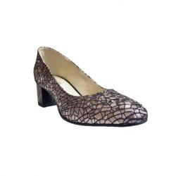 Ninna Art Shoes Pantofi eleganti dama, mozaic metalic , din piele naturala box, toc 5 cm - NA74MM, marimea 38