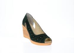 Rovi Design Oferta marimea 37, 39 - Saboti dama, de primavara- vara, decupati, din piele naturala intoarsa - LS1047VERDE, marimea 37