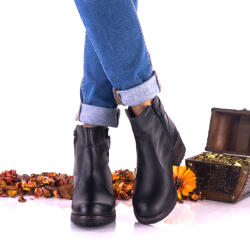 Ciucaleti LUX Botine dama negre din piele naturala cu catarama- NA277, marimea 37