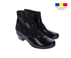 Ciucaleti Ghetute dama din piele naturala Croco, cu fermoar, Toc de 5 cm, NEGRU - MVS63CRA, marimea 39