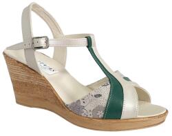 MV Ciucaleti Sandale dama din piele naturala, cu platforme de 7 cm, alb - verde, MVS71AV, marimea 37