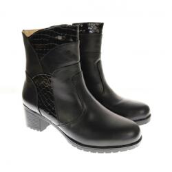 MV Ciucaleti Ghete dama din piele naturala, cu fermoar, negre, IMBLANITE - MVS43N, marimea 36