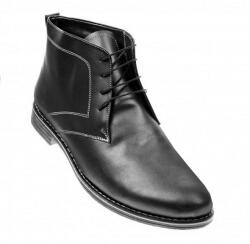 PHILIPPE Ghete barbati casual, elegante din piele naturala imblanite, negru - BONDN, marimea 40