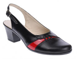 MV Ciucaleti Pantofi dama decupati din piele naturala cu toc de 6cm - Model Negru Rosu PS35LR, marimea 40