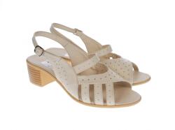 MV Ciucaleti Sandale dama de vara cu toc de 5 cm, din piele naturala, bej, S26BEJBOX, marimea 39