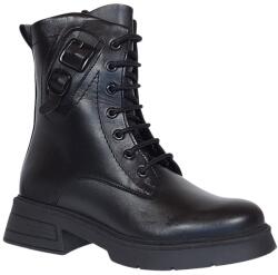 Ciucaleti j Ghete dama casual din piele naturala cu siret si fermoar Negru LDY 970N, marimea 40