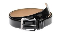 ClK LEATHER Curea barbati eleganta, din piele eco, lacuita neagra 3.5 cm - DR003LN - ciucaleti