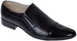Rovi Design OFERTA! marimea 41, 43, 44 - Pantofi barbati, eleganti, din piele naturala cu varf Negru LAC LP61NLAC, marimea 43