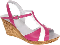 Ciucaleti LUX Sandale dama din piele naturala Roz cu Alb - Model cu toc de 7cm S61ROZ, marimea 37