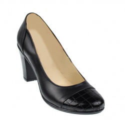 Ciucaleti LUX Marimea 38 Pantofi dama eleganti din piele naturala cu varf lacuit, croco, toc 7cm P13423LACN, marimea 38