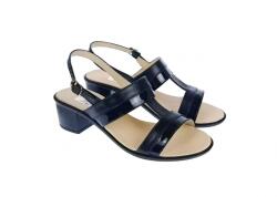MV Ciucaleti Sandale dama din piele naturala, negru, lac, toc de 5cm, S7NLBOX, marimea 36