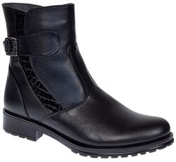 MV Ciucaleti Ghete dama din piele naturala cu fermoar, imblanite, Negru, Sara, MV51NCR, marimea 41