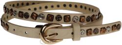 CK LEATHER Curea dama, casual-eleganta, din piele ecologica, latime 2 cm, crem - CRD011CR