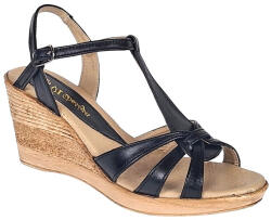 CIUCALETI Sandale dama negre din piele naturala, talpa tip pana bareta reglabila - comode, feminine S51NBOX, marimea 37