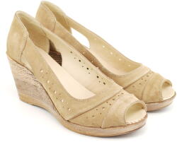 Rovi Design Marimea 36 Pantofi dama decupati din piele naturala intoarsa Bej S1047BEJ, marimea 36