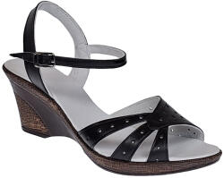Ciucaleti LUX Sandale dama negre din piele naturala cu platforme de 6 cm S5N, marimea 39