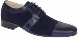 Ciucaleti LUX Pantofi barbati eleganti din piele naturala intoarsa cu piele box Bleumarin 1006BLM, marimea 44